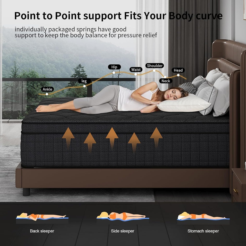 EVLWZL 14 Inch Twin Mattress, Medium Firm Hybrid Twin Mattresses, Memory Foam Mattress in a Box with Individually Wrapped Pocket Springs, Reinforced Edge Support, Pressure Relief, Motion Isolation