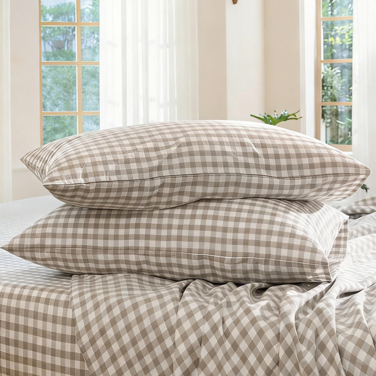 MOOMEE Pillowcase Set of 2 100% Washed Cotton Linen-Like King