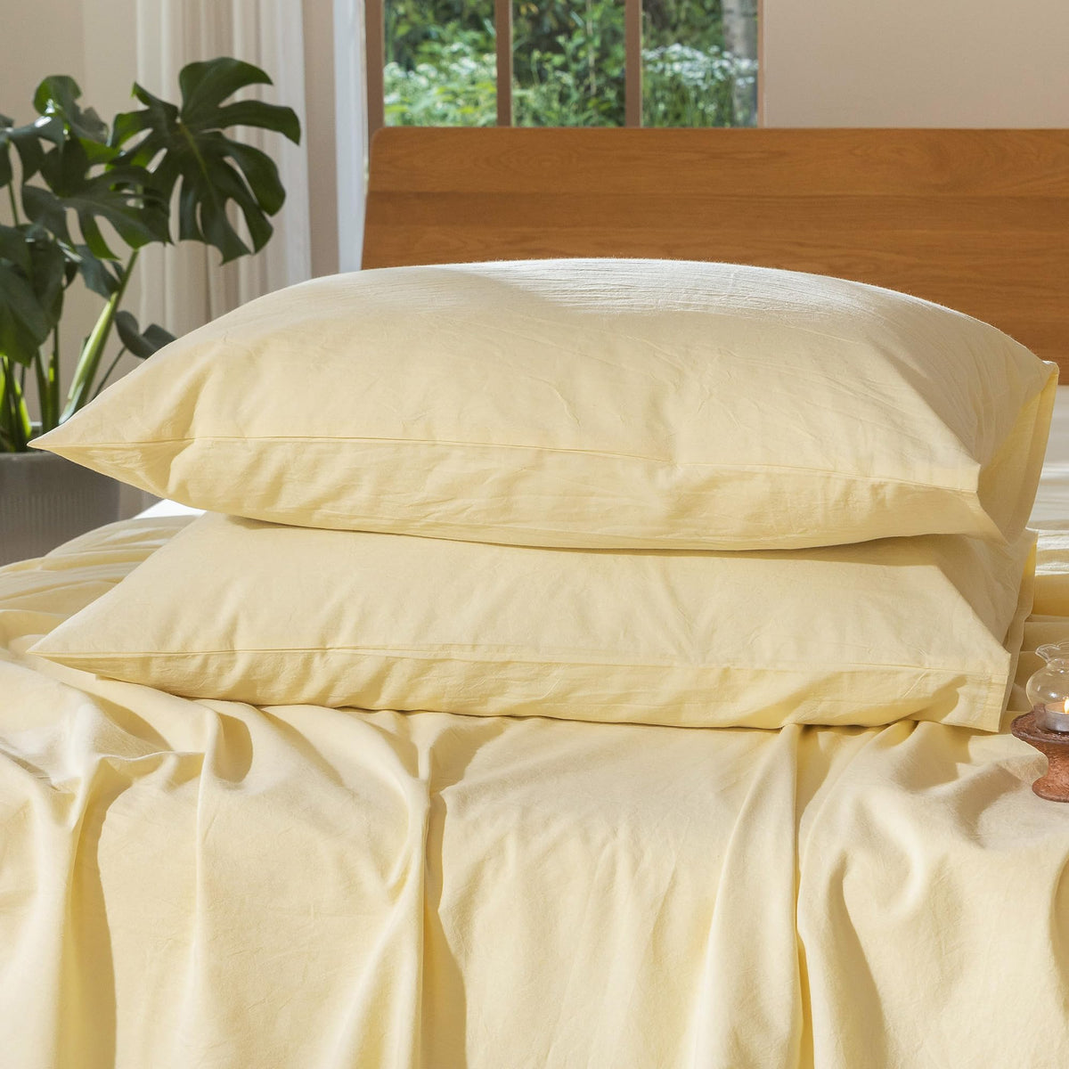 MOOMEE Pillowcase Set of 2 100% Washed Cotton Linen-Like King