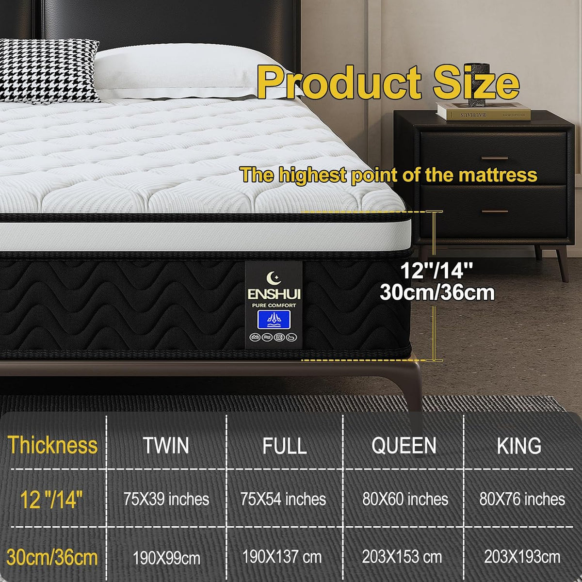 Twin 12-Inch Hybrid Mattress with Gel Memory Foam & Pocket Springs, Medium Firm, Breathable - Back Pain & Pressure Relief, Motion Isolation with Edge Support, CertiPUR-US Certified 100 Night Trial