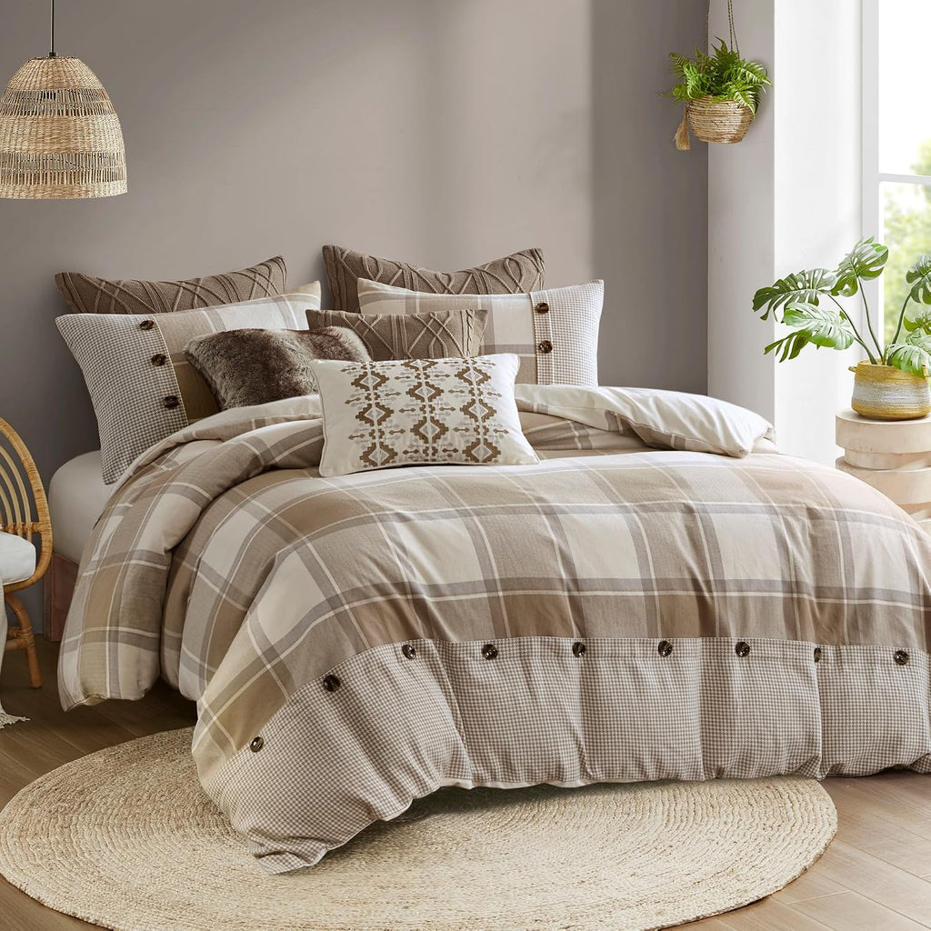 Madison Park Signature Cotton Comforter Set Oversized King Neutral 8PC