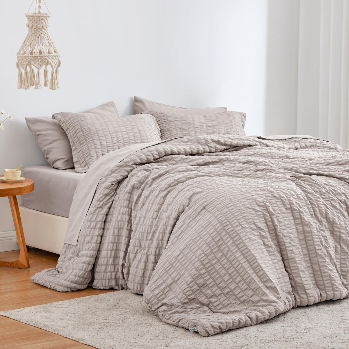 Love's cabin Seersucker Pink Twin Comforter Set