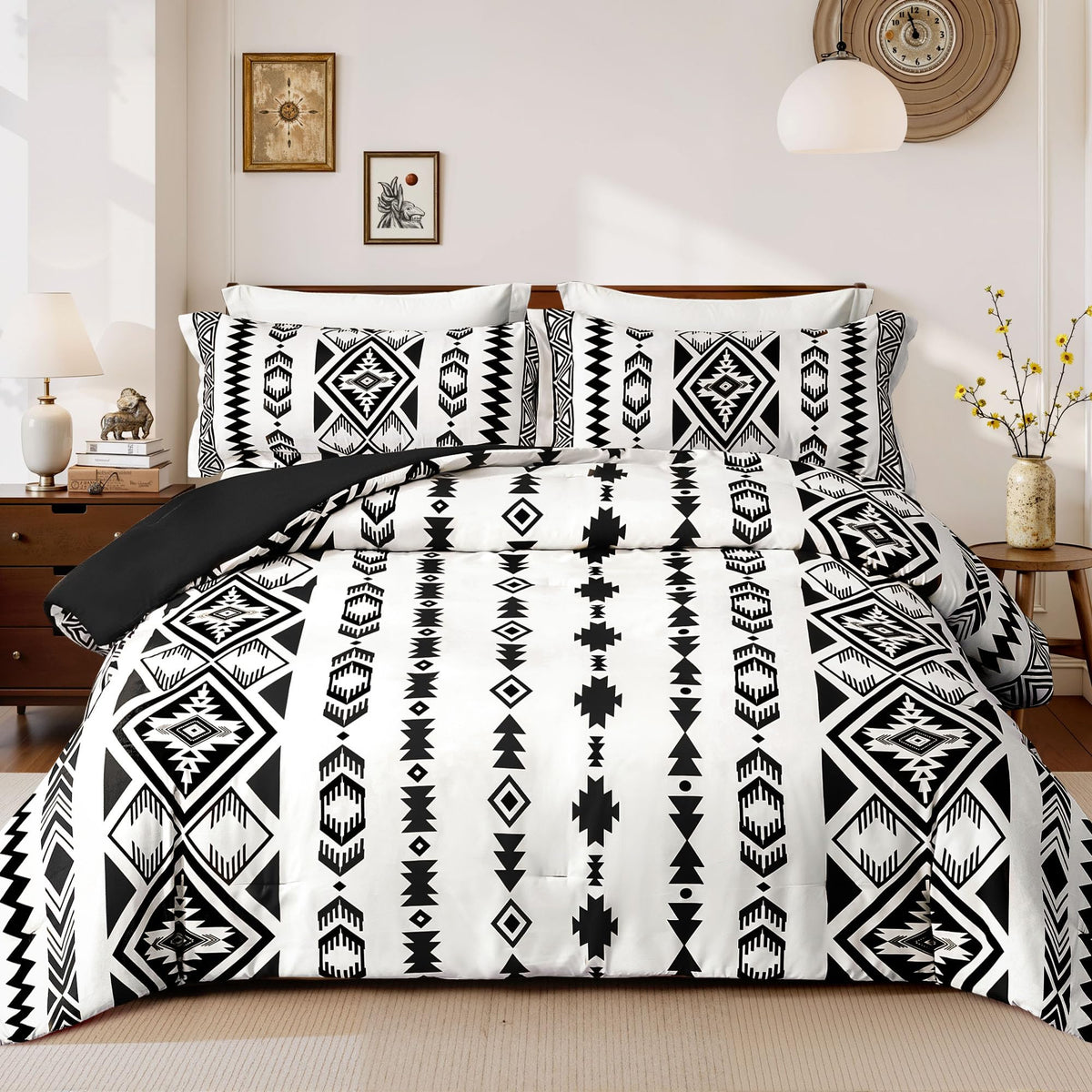 Tyrot Dark Brown King Size Comforter Set – 3 Piece Boho Aztec Western Bedding Sets, Soft Lightweight Comforter for All Seasons, Southwestern Style, 1 Comforter & 2 Pillow Shams