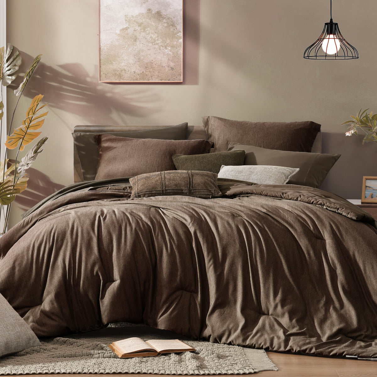 Monbix King Size Comforter Set Sage Green 7 Pieces Bed in a Bag