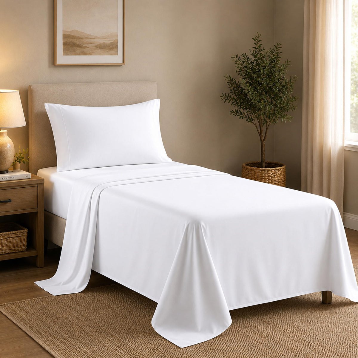 Queen Pillow Cases Set of 2, 400 Thread Count, White