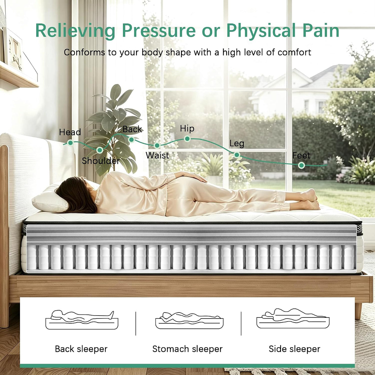 Queen Mattress,12 inch Queen Size Hybrid in Box,Medium Firm Support