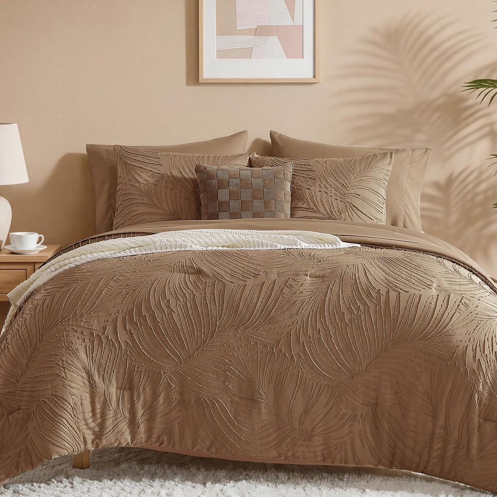 King Size Comforter Set- 7 Pieces Dark Green Bed in a Bag King Bedding Sets
