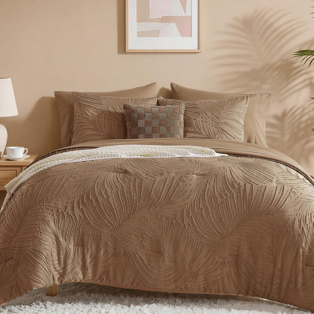 King Size Comforter Set- 7 Pieces Dark Green Bed in a Bag King Bedding Sets