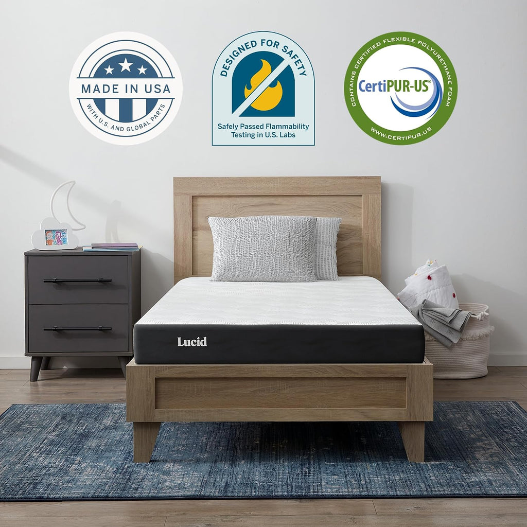Lucid® 5" Firm Gel Memory Foam Mattress – Bamboo Charcoal & Cooling Gel – Fiberglass Free – Bed in a Box – CertiPUR-US® Certified – Full Size