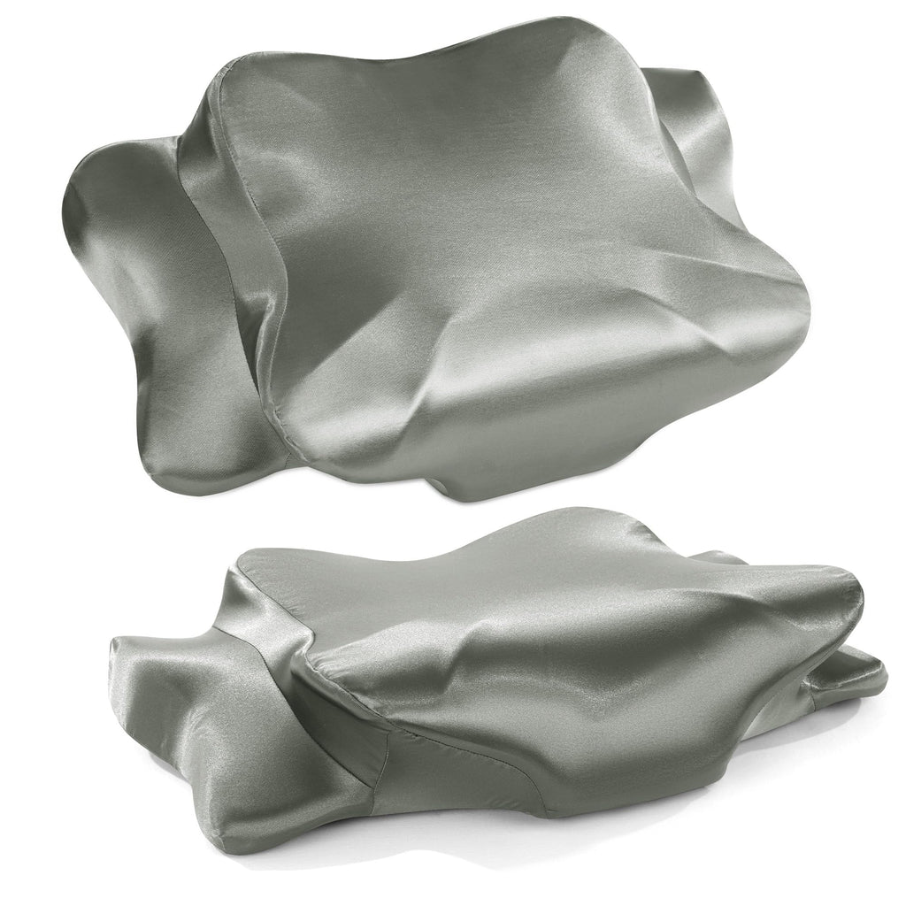 HOMBYS 2 Pack Satin Cervical Pillowcases (Only Pillowcase), Silky Butterfly-Shaped Contour Pillow Cover Cervical Neck Pillow Case with Zipper for Side Back Stomach Sleepers (Navy Blue, Queen Size)