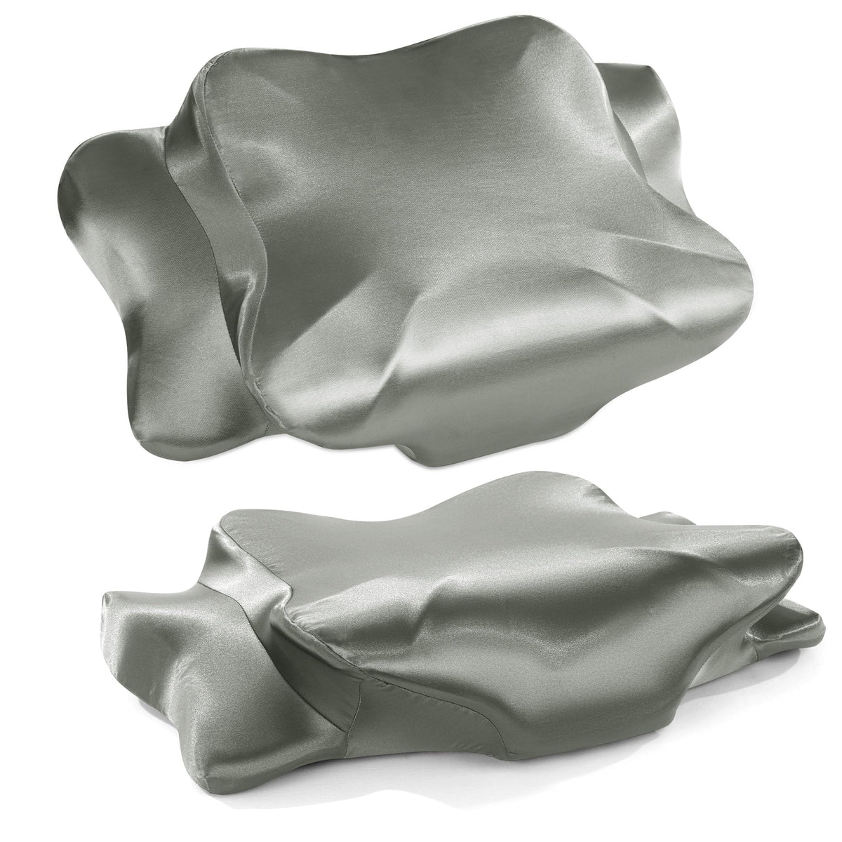HOMBYS 2 Pack Satin Cervical Pillowcases (Only Pillowcase), Silky Butterfly-Shaped Contour Pillow Cover Cervical Neck Pillow Case with Zipper for Side Back Stomach Sleepers (Navy Blue, Queen Size)