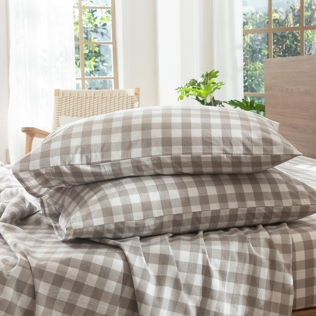 MOOMEE Pillowcase Set of 2 100% Washed Cotton Linen-Like King