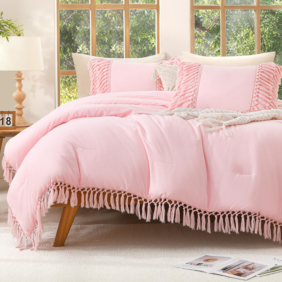 Andency Terracotta Comforter Set Full, 3 Pieces Boho Tassel Bedding