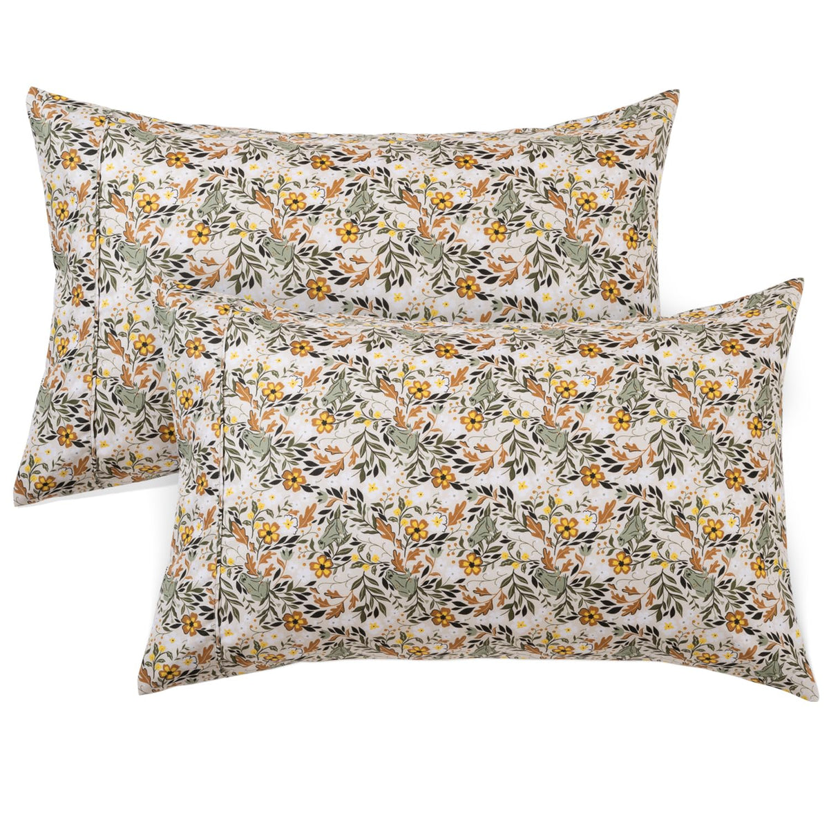 Queen Pillow Cases Set of 2, Ultra Soft Wrinkle-Free Microfiber Pillow Covers with Open-end Closure, Fade/Stain/Shrink Resistant, Machine Washable, Butterfly Garden Print, 20"x30" Queen Size