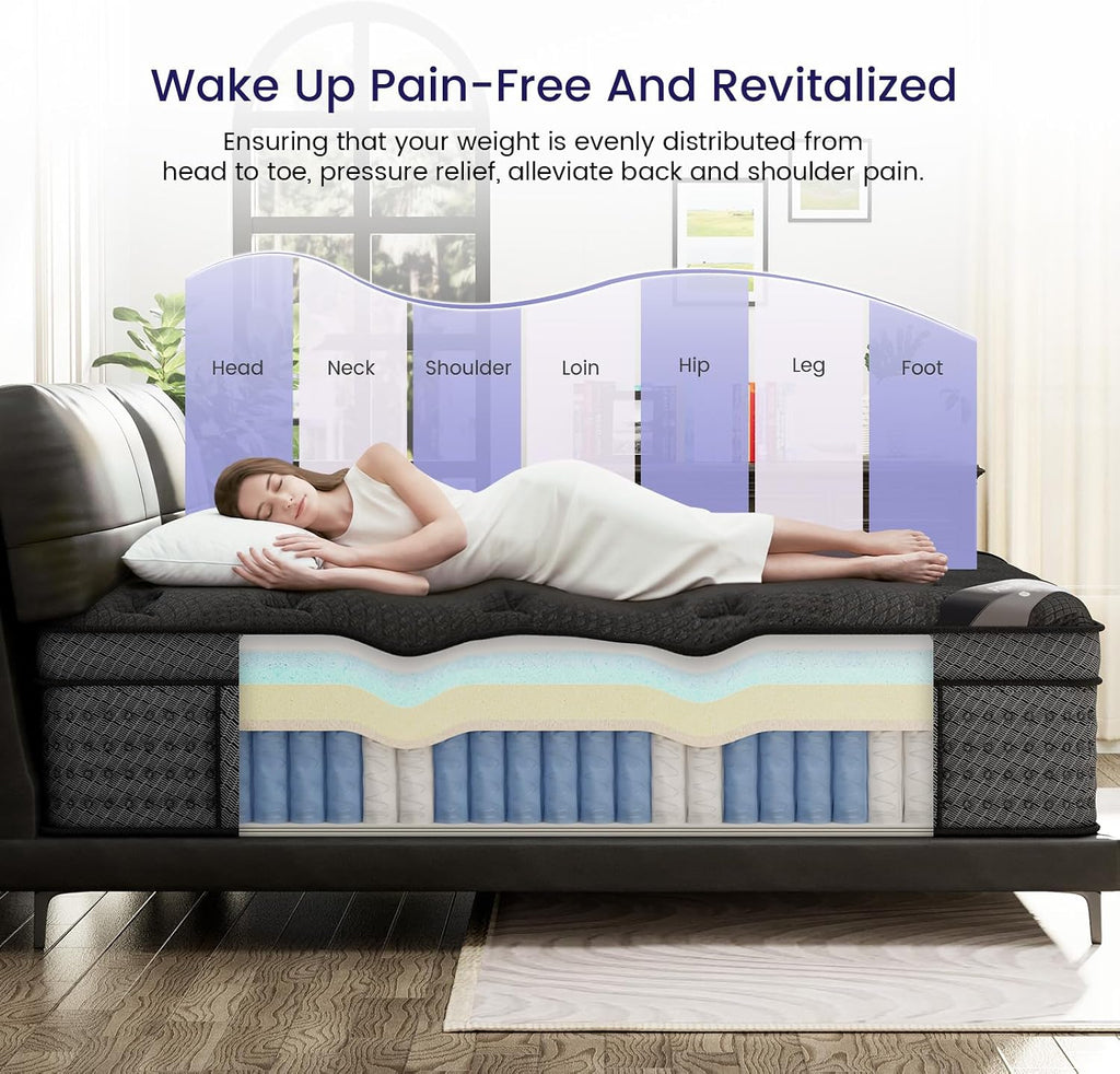 (High-End Upgraded) Luxury 12 Inch Queen Size Hybrid Mattress in a Box