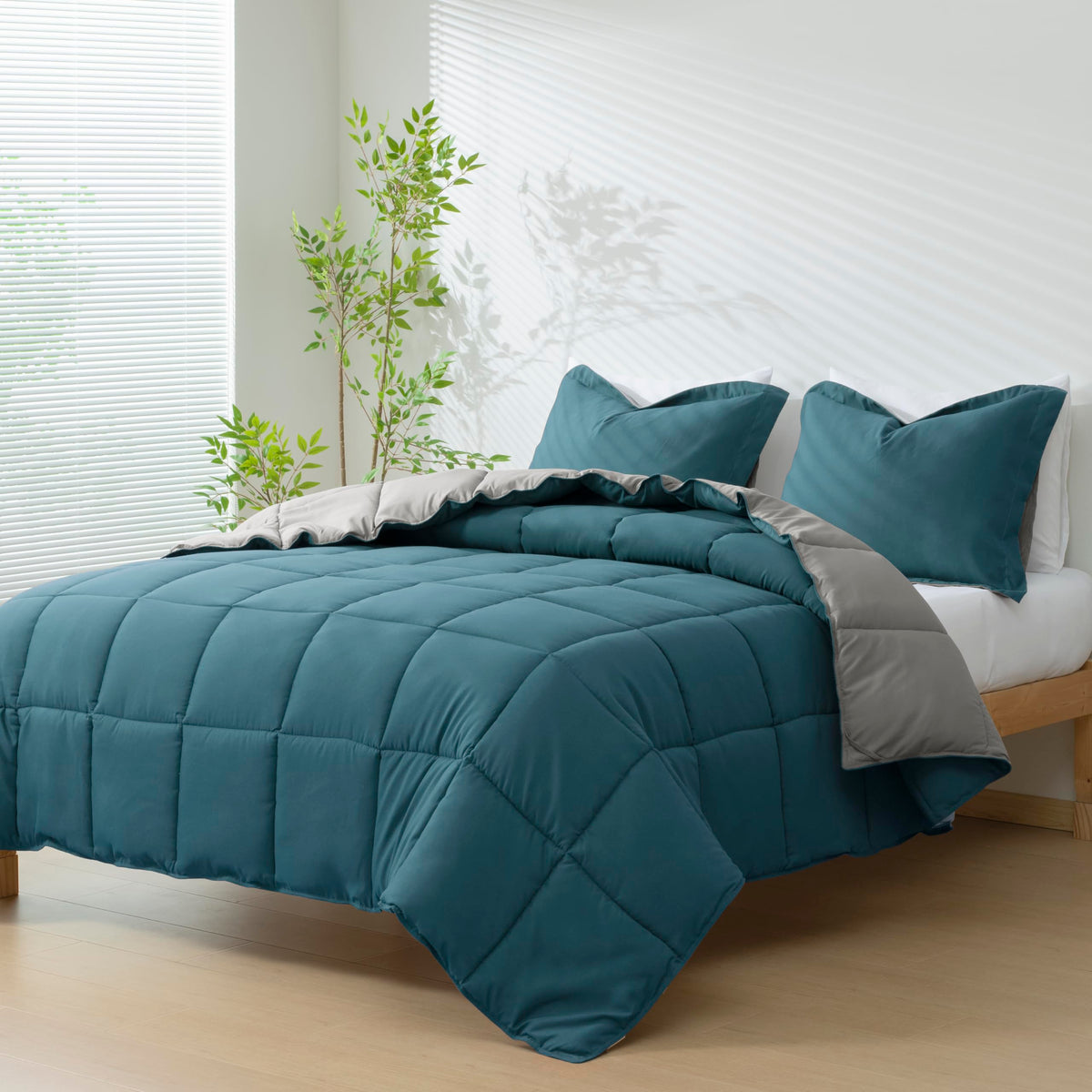 HIG 3pc Green Queen Size Bedding Comforter Set Duvet Insert Blanket