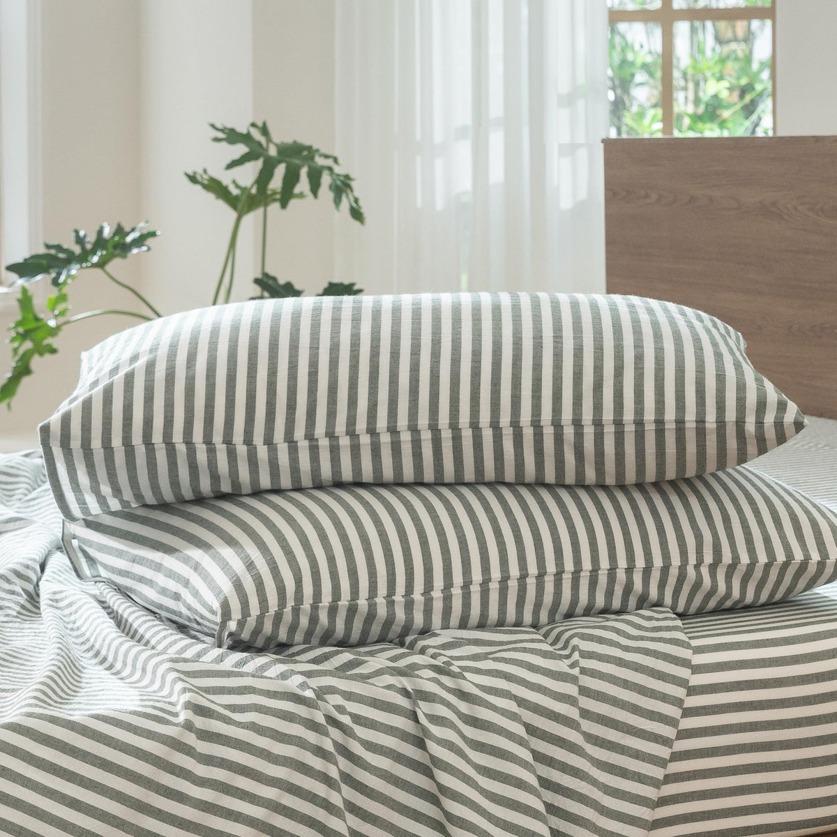 MOOMEE Pillowcase Set of 2 100% Washed Cotton Linen-Like King