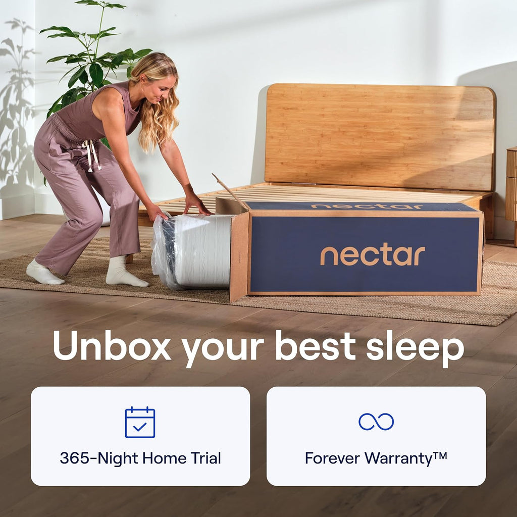 Nectar Luxe 14” Memory Foam Mattress, Cal King, Medium Feel, 1-Year Trial
