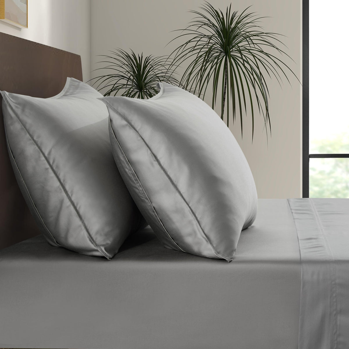 Luxury Bamboo Market | King Envelope Pillowcase Set | 100% Viscose Made from Bamboo | Organically Grown | Ultra Soft | Cooling | 2pcs [Classic White]