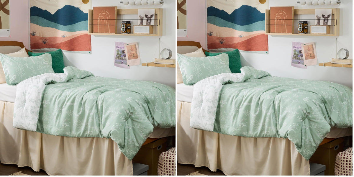 Bedsure Floral Comforter Set Cute Bedding Set California King Sage Green