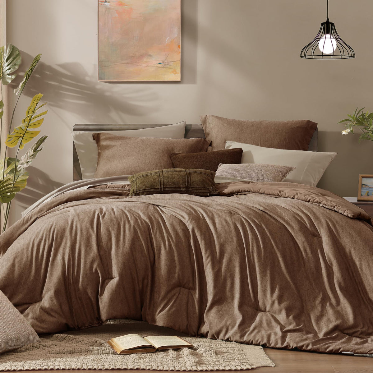 Monbix King Size Comforter Set Sage Green 7 Pieces Bed in a Bag