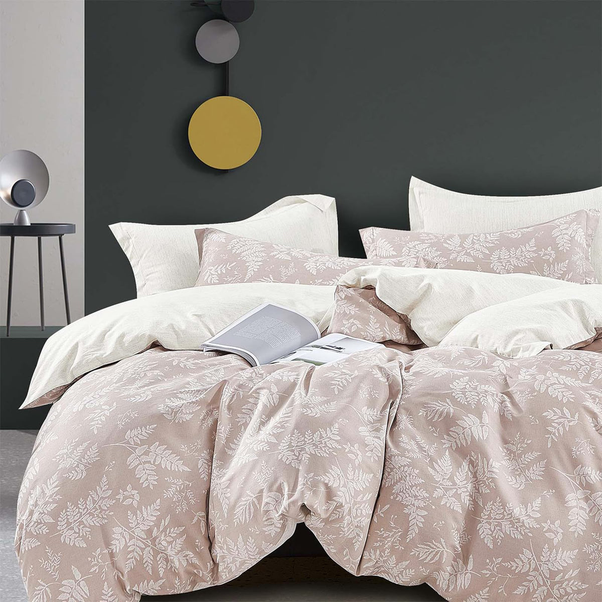 ALEISSEL Natural Cotton 3pcs Floral Comforter Sets King Size-Yellow Comforter with Pink & Yellow Flowers and Blue & Green Leaves on White, Reversible Lightweight Bedding Sets(King 104"×90")