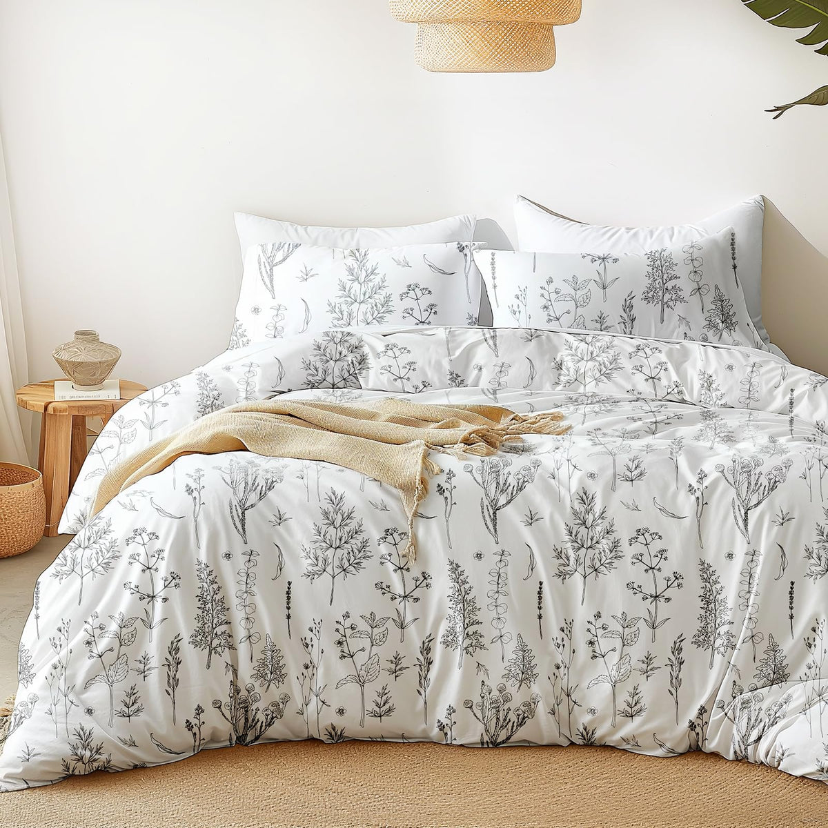 Love's cabin Floral Comforter Set Cute Bedding Full Reversible 3Pcs Pink