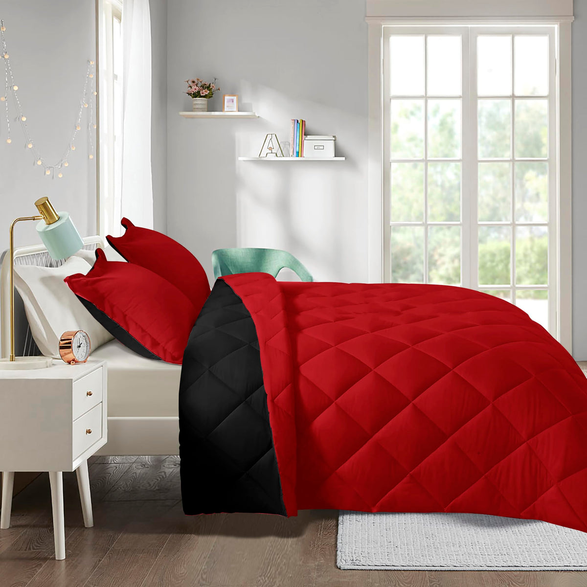 HIG 3pc Green Queen Size Bedding Comforter Set Duvet Insert Blanket