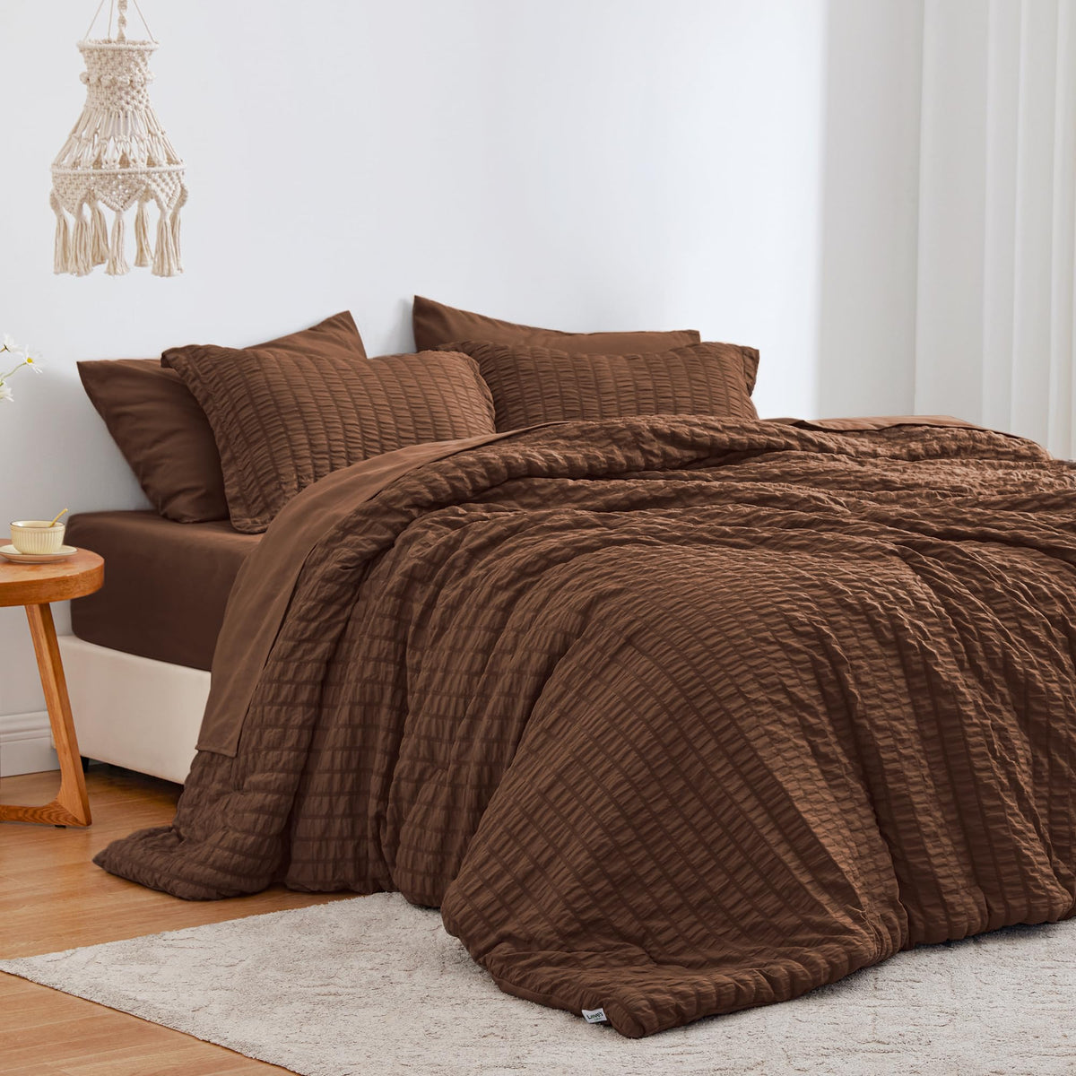 Love's cabin Seersucker Pink Twin Comforter Set