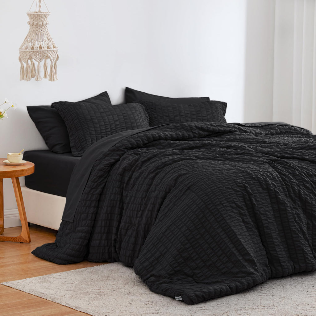 Love's cabin Seersucker Pink Twin Comforter Set