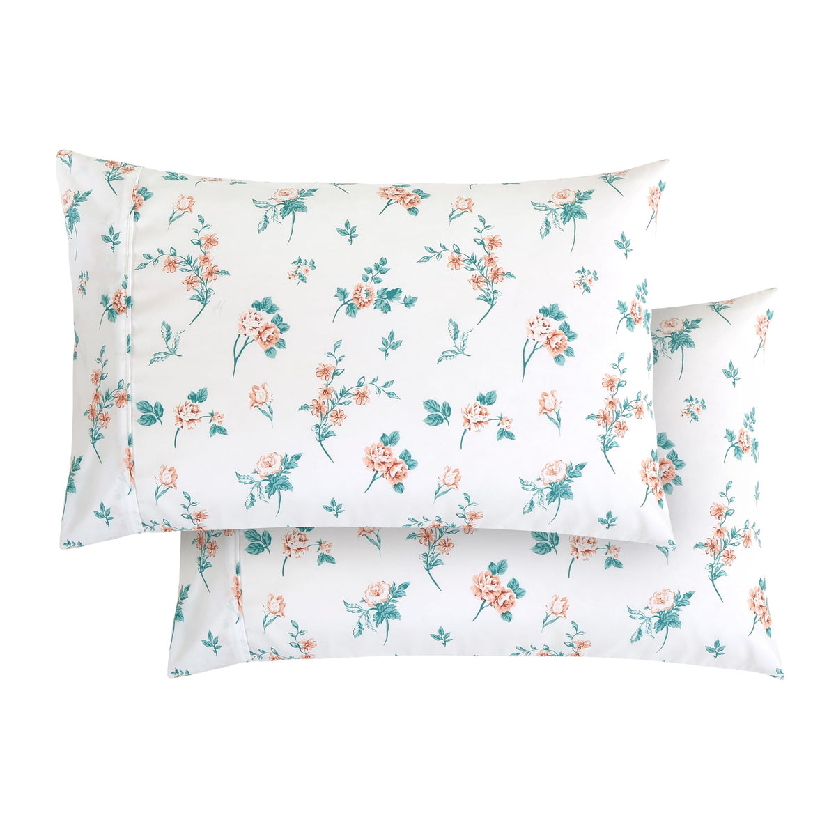 Elegant Comfort Ultra Soft Set of 2 Floral Print Pillowcases - 1500 Premium Hotel Quality Microfiber, Soft and Smooth Envelope Closure 2-Piece Pillow Covers - Standard/Queen, Paisley Gray