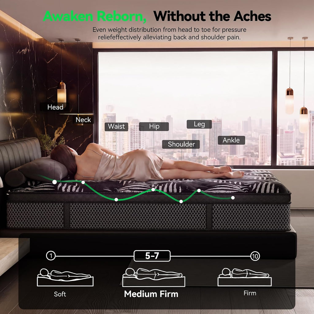 10 Inch Queen Hybrid Mattress with Gel Memory Foam & Pocket Springs