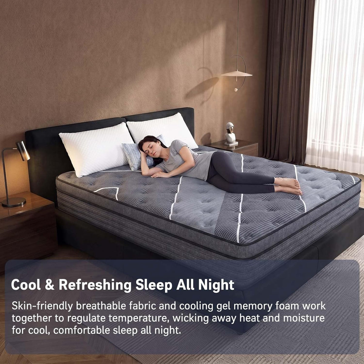Queen Size Mattress 12 Inch, Hotel-Level Luxury Hybrid Queen Mattress in a Box, Cooling Gel Memory Foam & Upgraded Pocket Springs, Relieve Back & Waist Pain, Zoned Support, Medium Firm,365-Night Trial