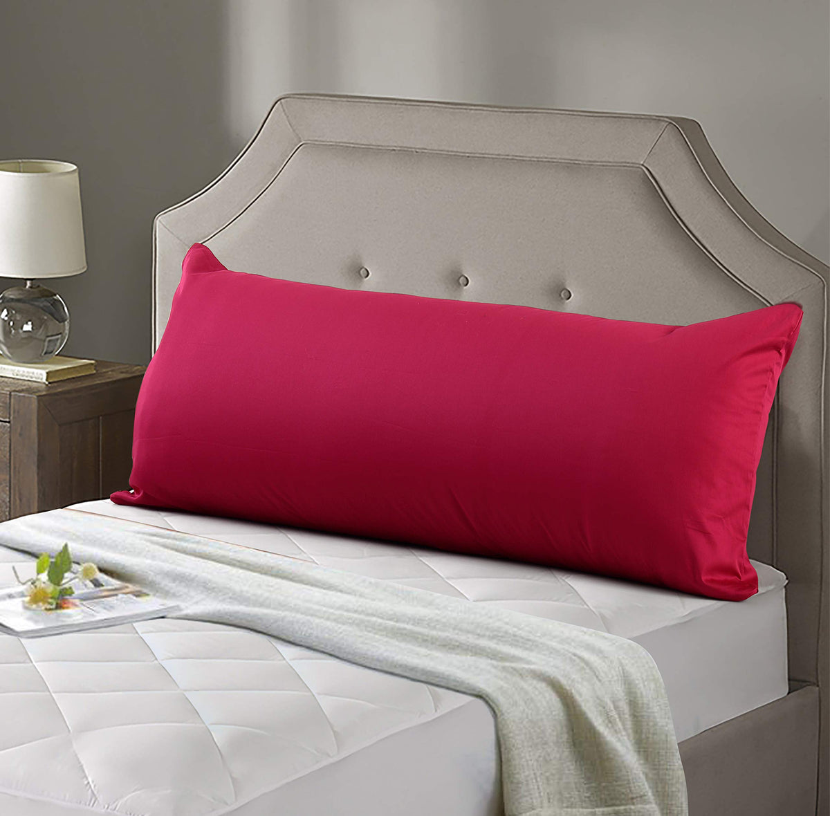 EVOLIVE 100% Cotton Body Pillow Cover 21"x54", 300TC, Hidden Zipper (Taupe)