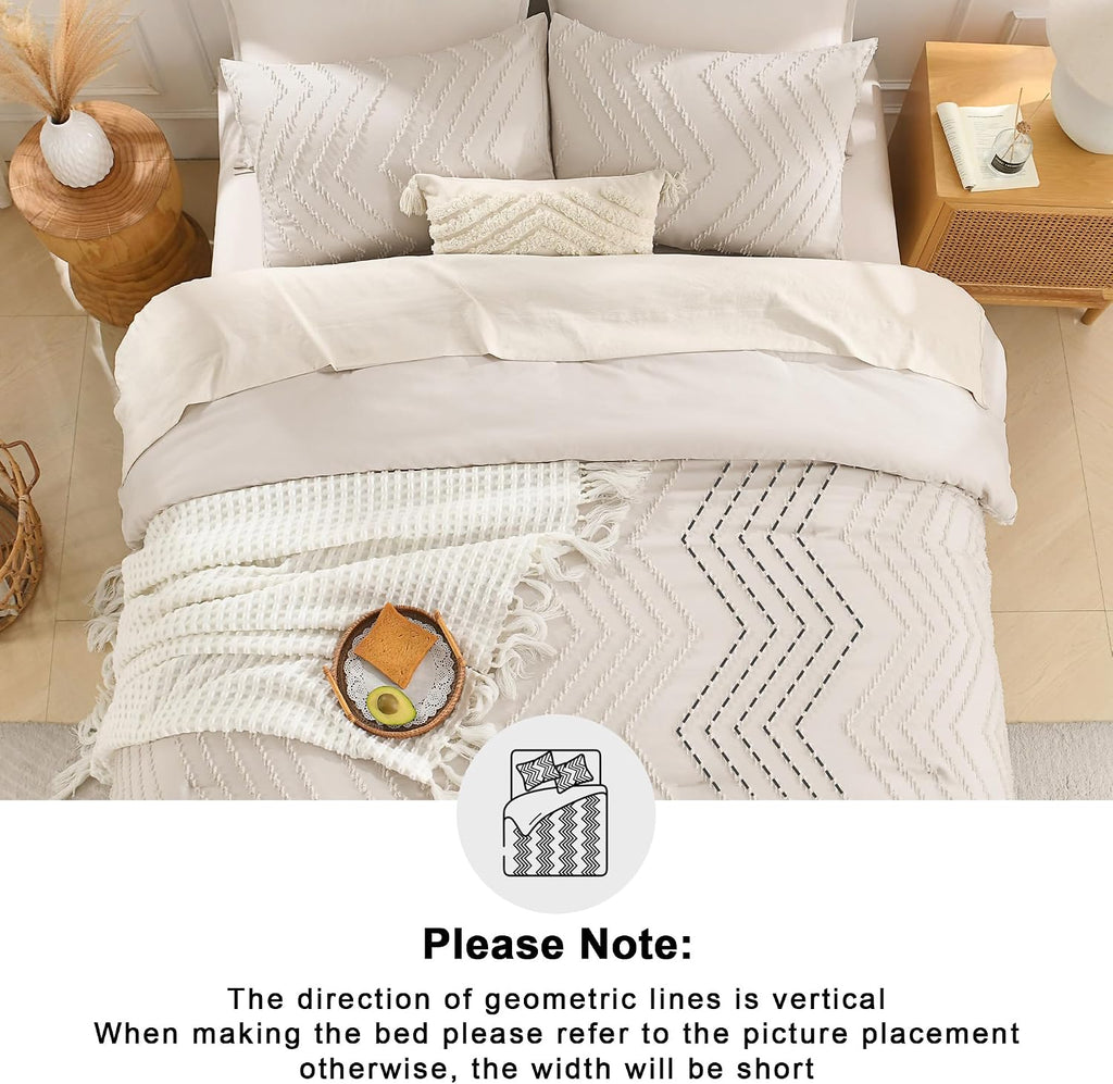Andency Queen Comforter Set Beige, 3 Pieces Comforters Queen Size Bed Set