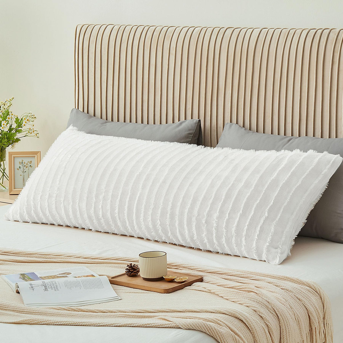 BEDELITE Body Pillow Cover with Zipper, Gray, 20x54 Inch, 1 Pack