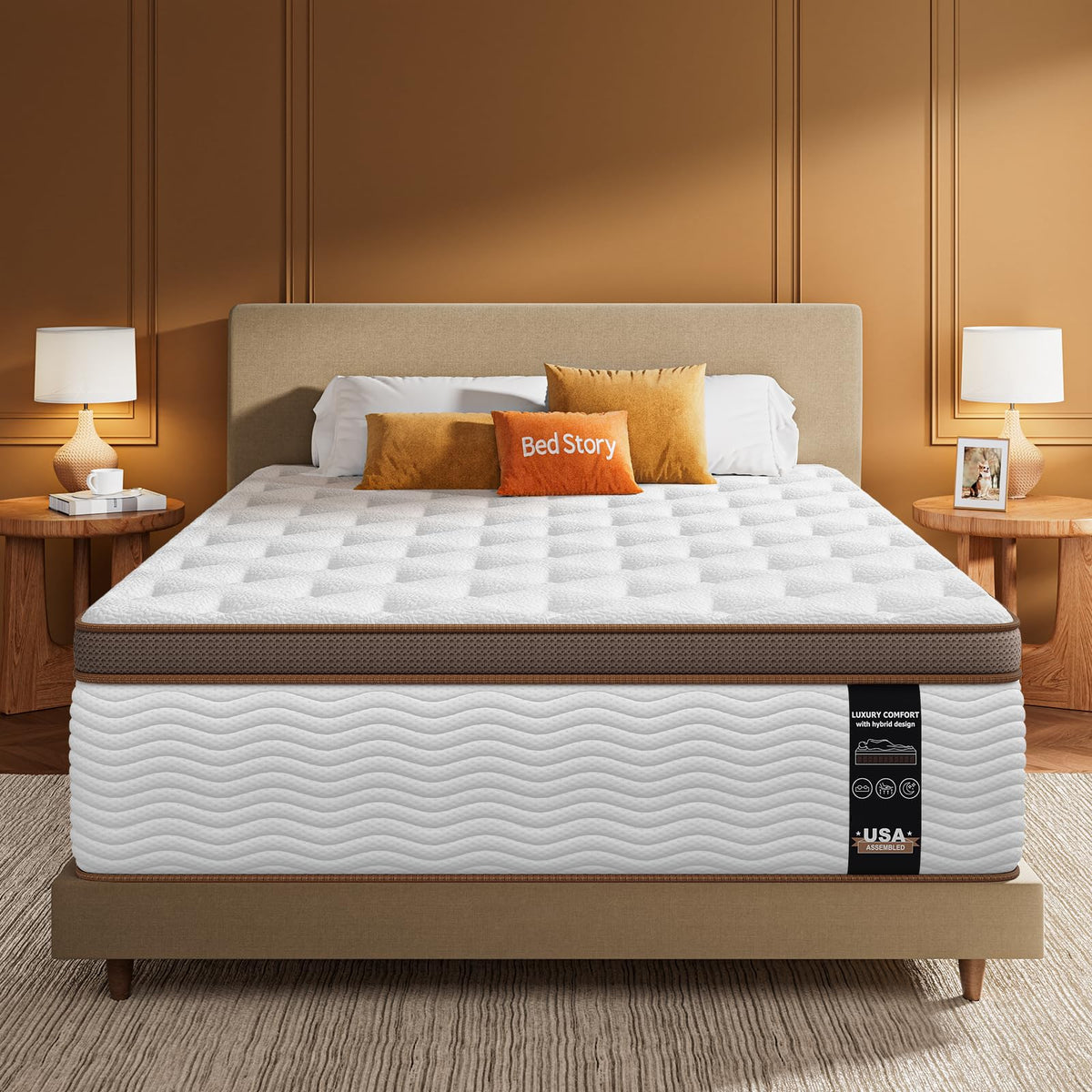 BedStory Extra Firm Mattress Queen, 14 Inch Hybrid Mattress in Box Cooling