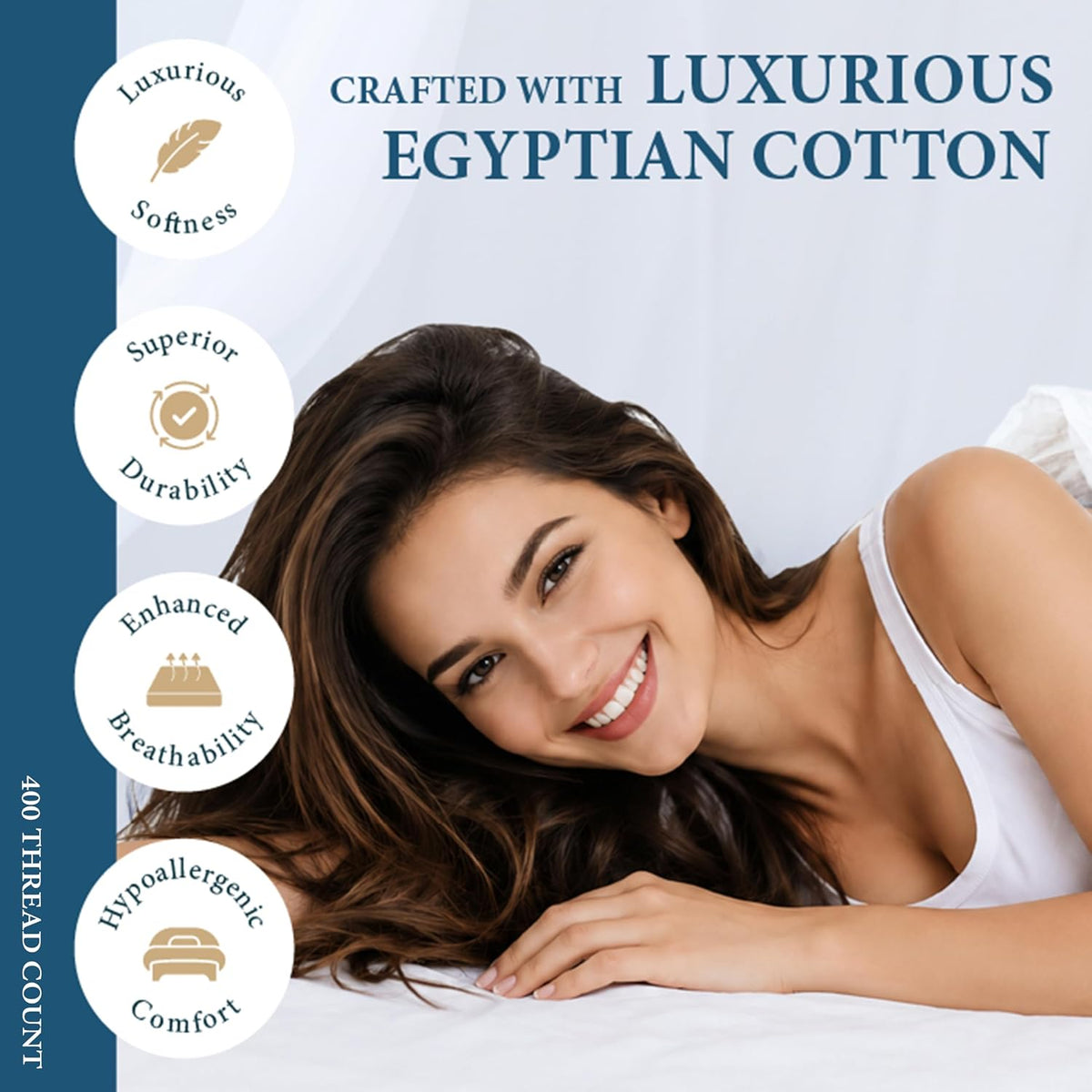 Queen Pillow Cases Set of 2, 400 Thread Count, White