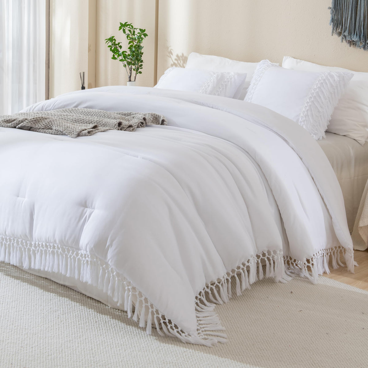 Andency Terracotta Comforter Set Full, 3 Pieces Boho Tassel Bedding