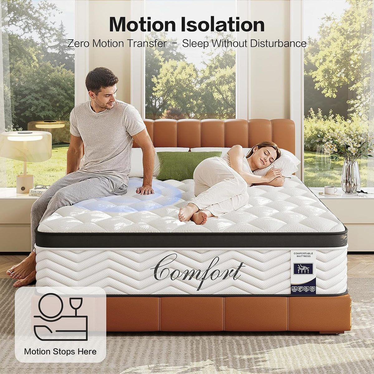 JEEKEA Queen Mattress 12 Inch Hybrid Mattress in a Box, Pressure Relief