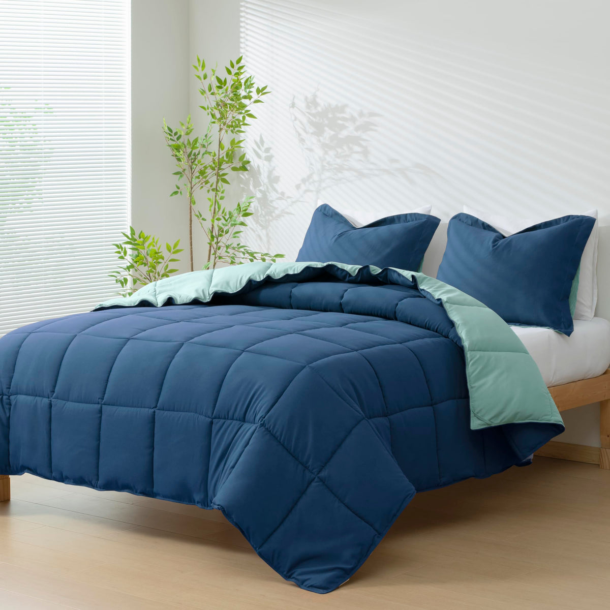 HIG 3pc Green Queen Size Bedding Comforter Set Duvet Insert Blanket