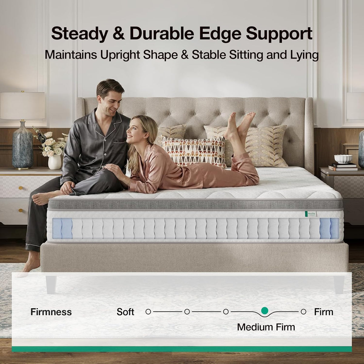 Novilla Queen Mattress, 12 Inch Hybrid Mattress Queen with Comfort Foam|Innerspring Pillow Top Mattresses in a Box, Pressure & Pain Relief, Soft Feel but Supportive, CertiPUR-US