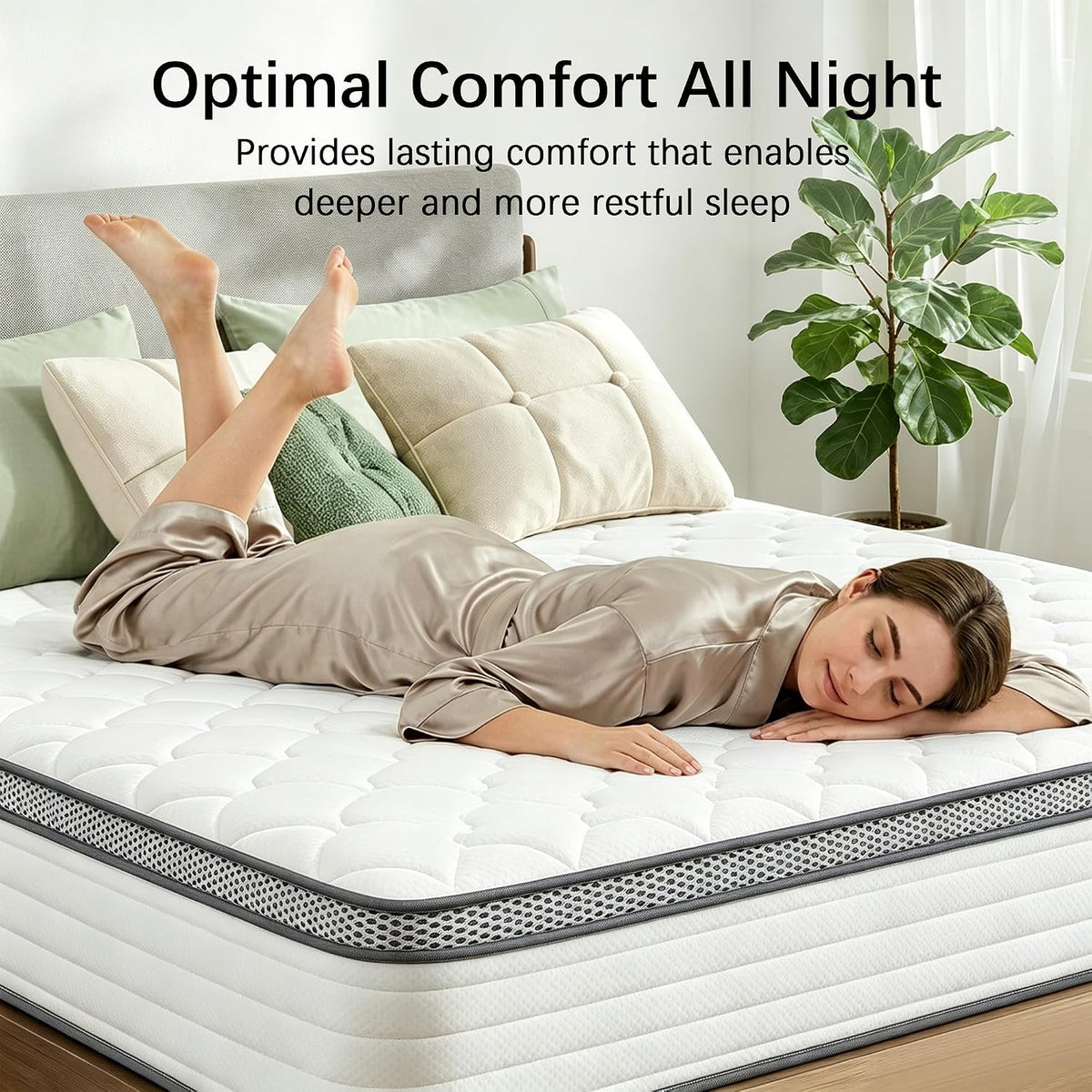 Queen Mattress,12 inch Queen Size Hybrid in Box,Medium Firm Support