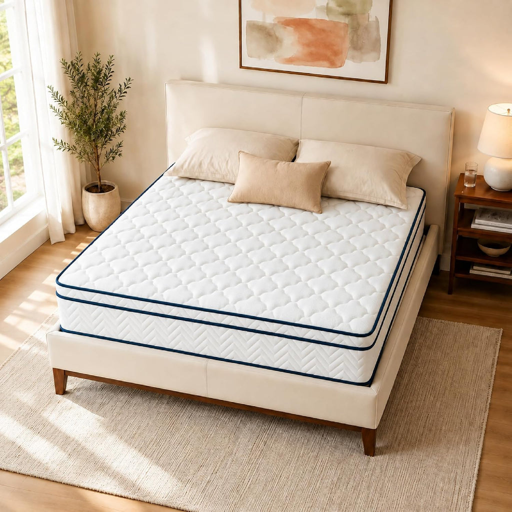 12 Inch Queen Size Mattress, Hybrid Mattress in a Box, Memory Foam Mattress&Pocket Springs, Medium Plush, Pressure Relief & Motion Isolation, CertiPUR US Certified