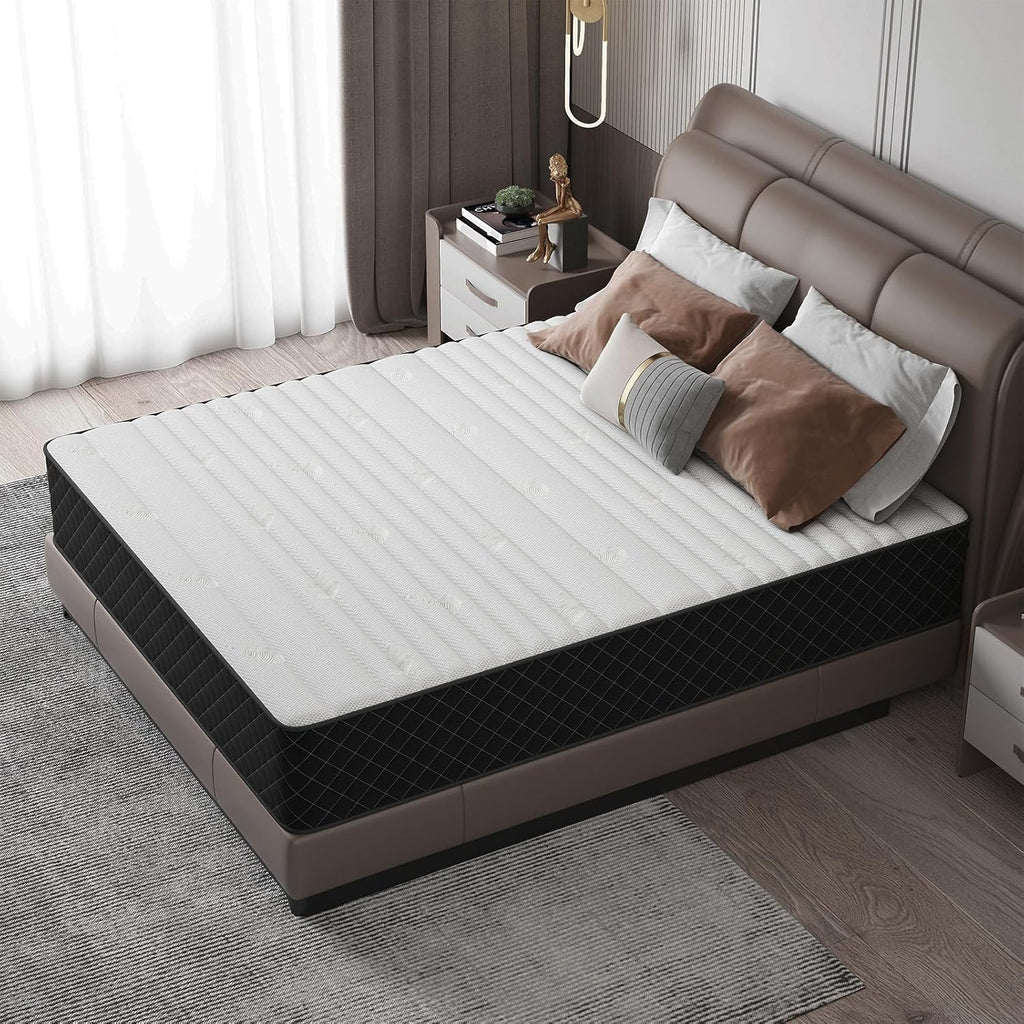 Queen Mattress, 10 Inch Hybrid Mattress with Breathable Foam and Pocket Springs, Medium Firm Memory Foam Mattress for Back Pain Relief, Mattress in a Box, 60×80×10 Inch
