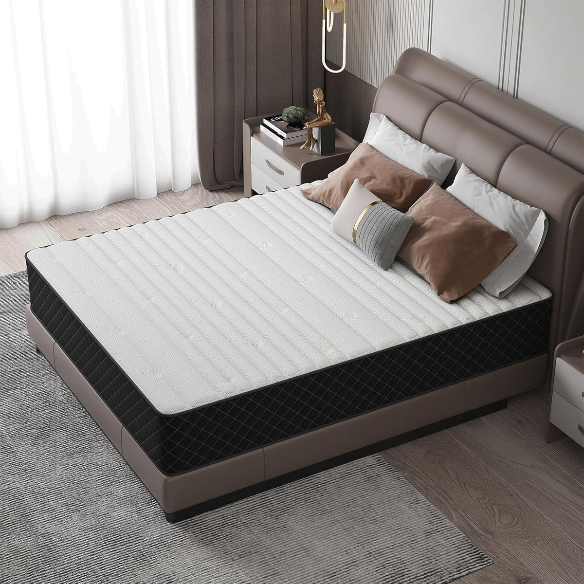 Queen Mattress, 10 Inch Hybrid Mattress with Breathable Foam and Pocket Springs, Medium Firm Memory Foam Mattress for Back Pain Relief, Mattress in a Box, 60×80×10 Inch