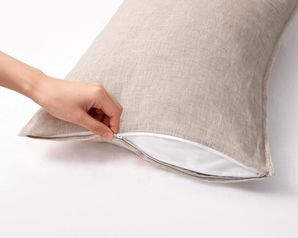 CHUFFED 100% Pure French Linen Body Pillow Cover 1 Pack,20x54 Inches, Ultra Soft & Breathable,Stone Washed Cooling Flax Linen Pillow Case with Hidden Zipper Closure for Adults