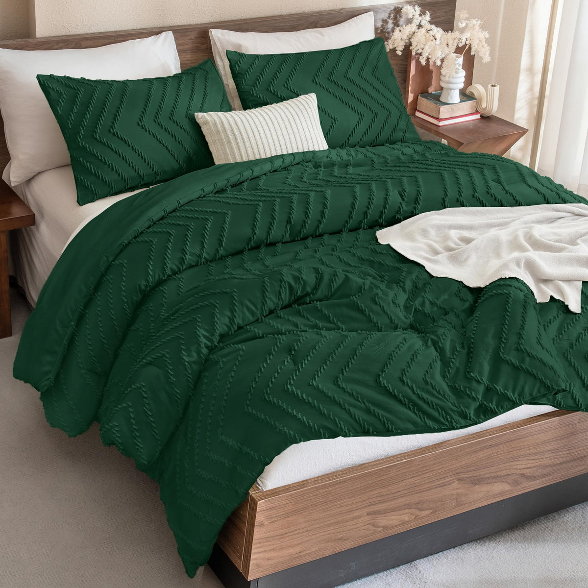Andency Queen Comforter Set Beige, 3 Pieces Comforters Queen Size Bed Set