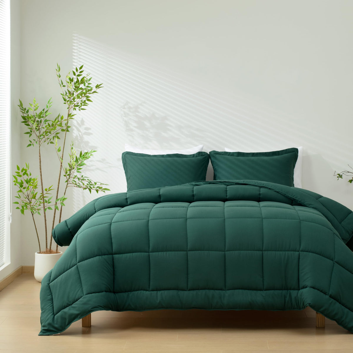 HIG 3pc Green Queen Size Bedding Comforter Set Duvet Insert Blanket