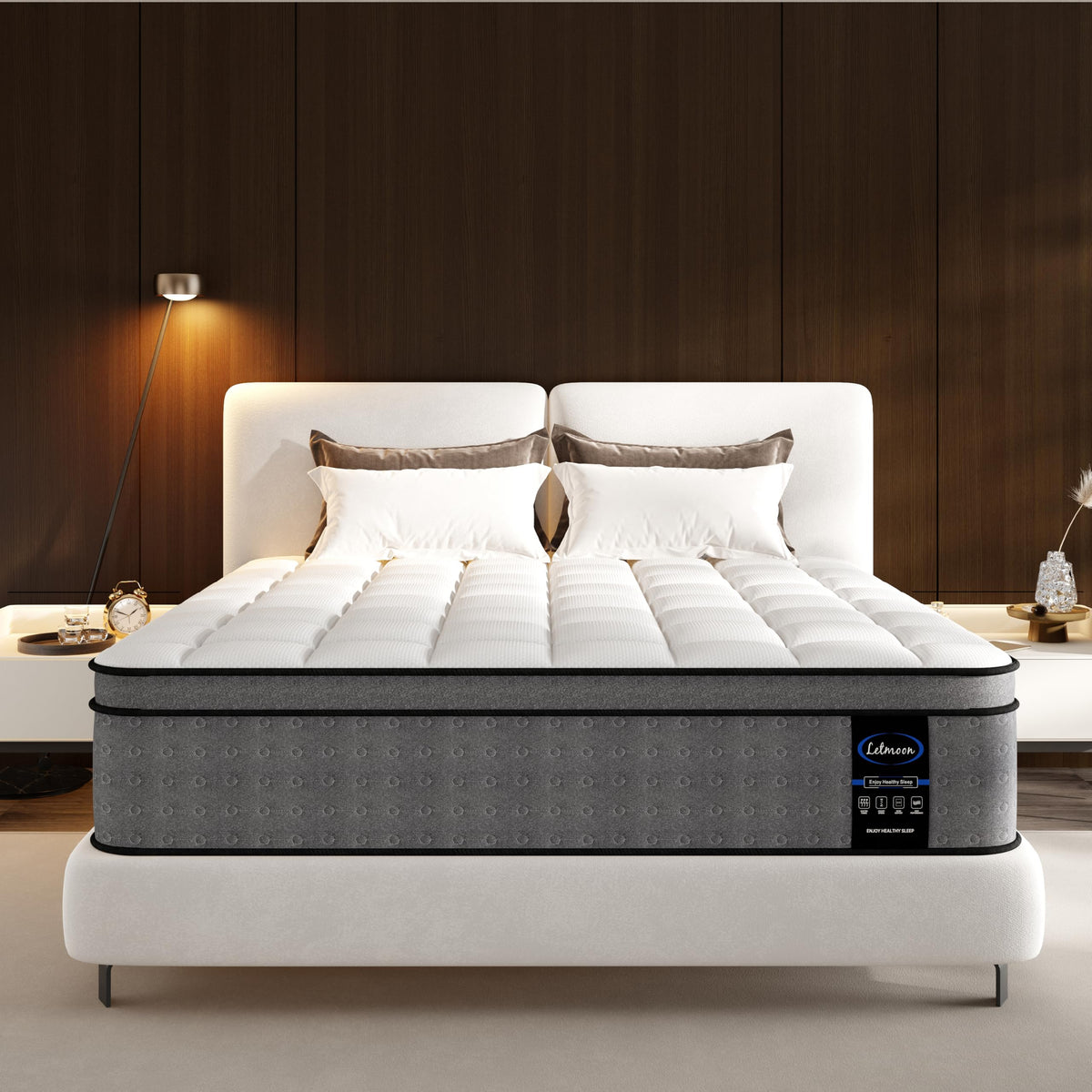 LETMOON Twin Mattress, 8 inch Twin Size Hybrid Mattress in a Box, Luxury Cooling Gel Memory Foam Mattress with Pocket Springs, Hotel-Grade Comfort, Twin Bed Mattress for Pressure Relief, Medium Frim